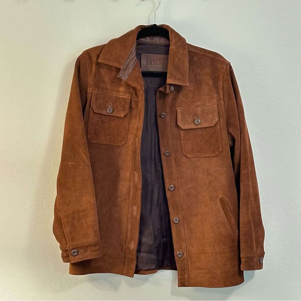 Oversized Leather Shirt Jacket